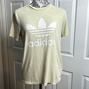 adidas Light Yellow Trefoil Logo Short Sleeve Tee